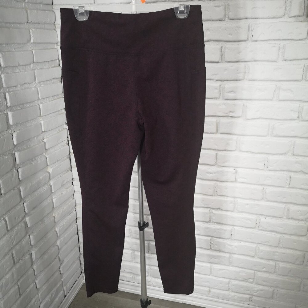 M-Textured Ladies Size Large Full Length Black & Burgundy Leggings